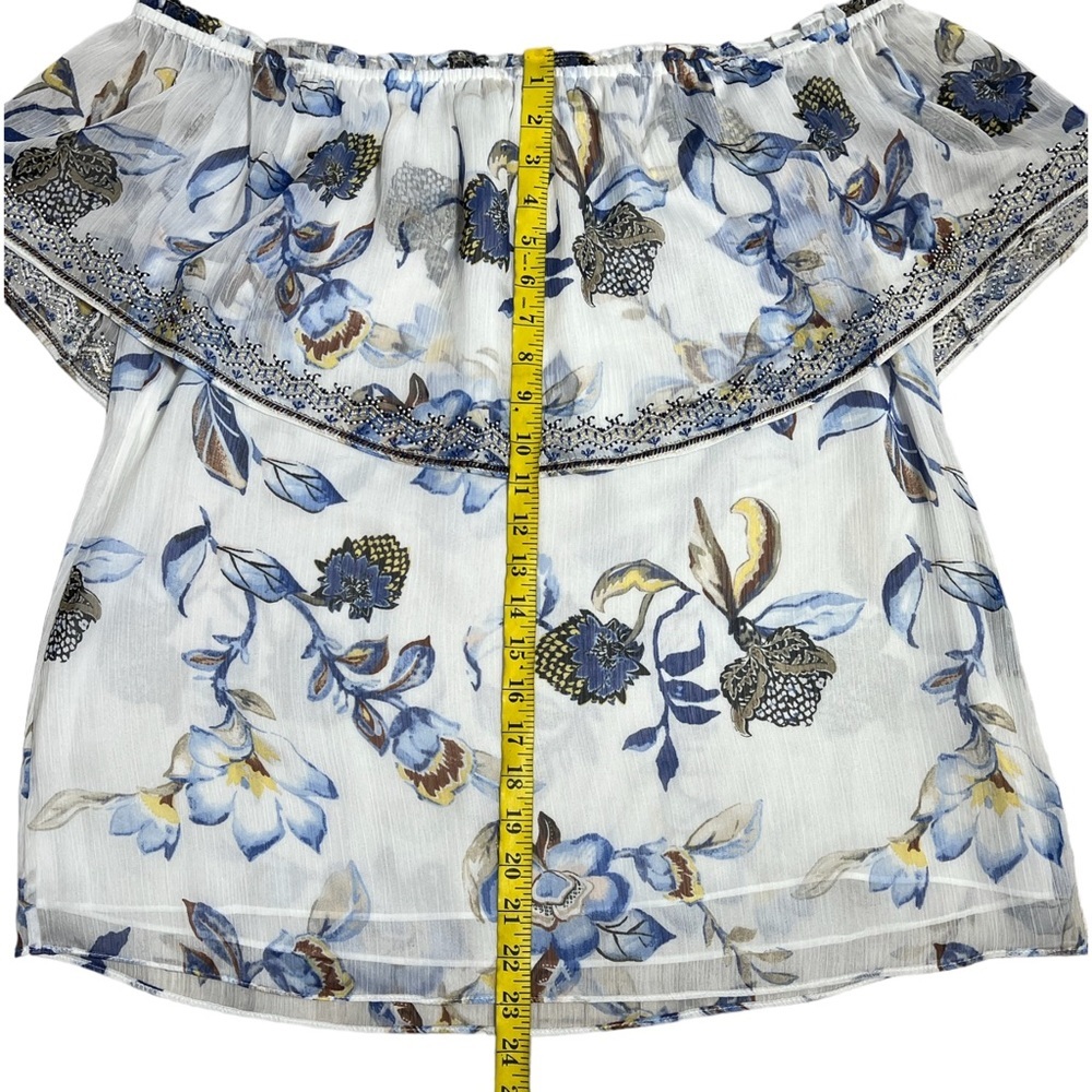 White House Black Market embroidered off the shoulder floral print top XL - Picture 6 of 9